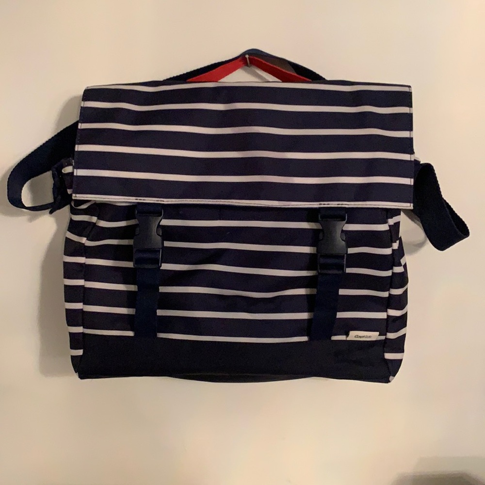 Boys shoulder/ backpack navy and white stripes